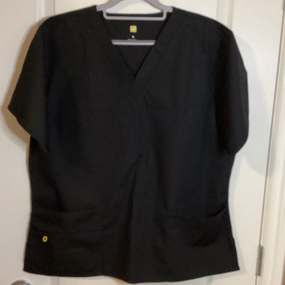 WonderWink Women's Black Scrub Top Size XL Medical Nurses Uniform